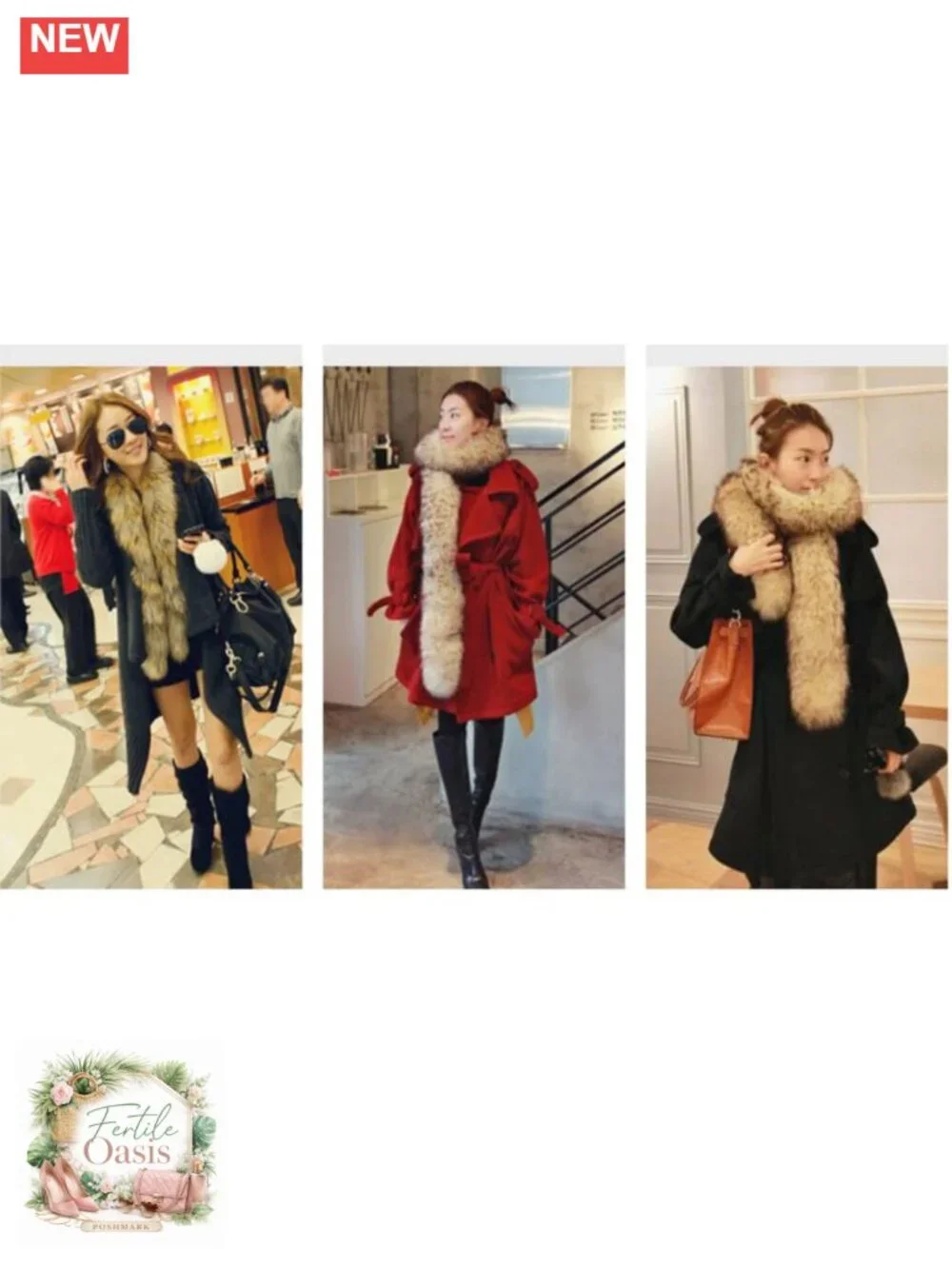 Womens Faux Fur Collar Winter Warm Wrap Stole Scarf Shawl Shrug